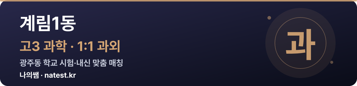 계림1동 고3 과학 1:1 과외 — 광주동 학교 시험·내신 맞춤