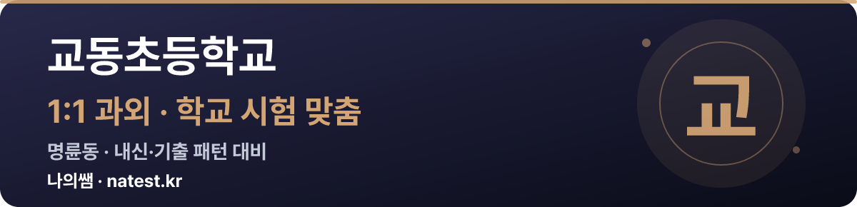 교동초등학교 1:1 과외 — 학교 시험·내신 맞춤