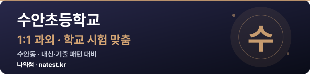 수안초등학교 1:1 과외 — 학교 시험·내신 맞춤
