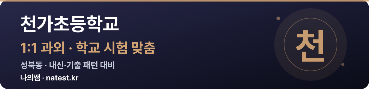 천가초등학교 1:1 과외 — 학교 시험·내신 맞춤