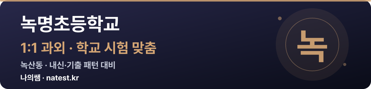 녹명초등학교 1:1 과외 — 학교 시험·내신 맞춤