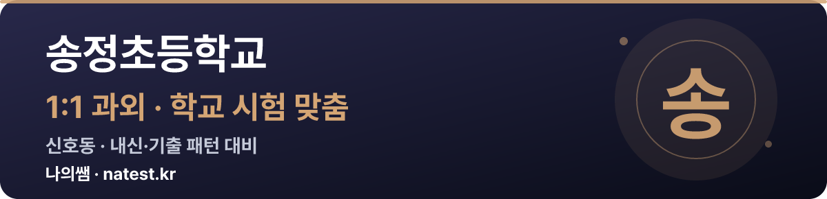 송정초등학교 1:1 과외 — 학교 시험·내신 맞춤