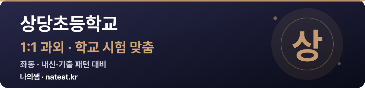 상당초등학교 1:1 과외 — 학교 시험·내신 맞춤