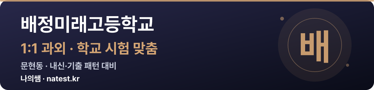 배정미래고등학교 1:1 과외 — 학교 시험·내신 맞춤