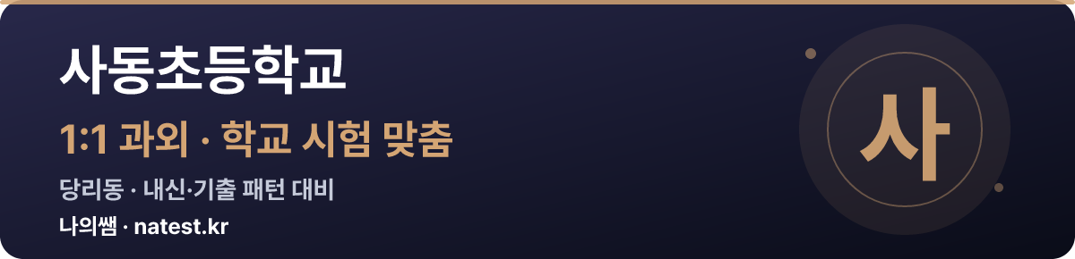 사동초등학교 1:1 과외 — 학교 시험·내신 맞춤