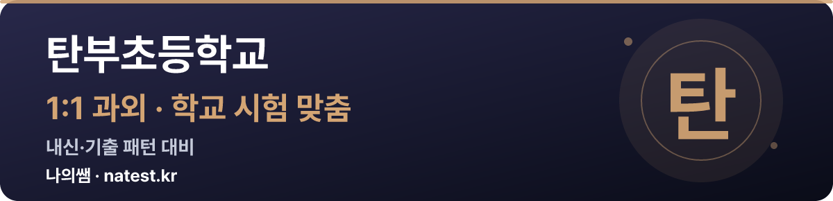 탄부초등학교 1:1 과외 — 학교 시험·내신 맞춤
