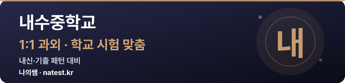 내수중학교 1:1 과외 — 학교 시험·내신 맞춤