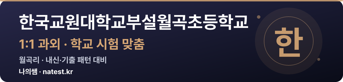 한국교원대학교부설월곡초등학교 1:1 과외 — 학교 시험·내신 맞춤