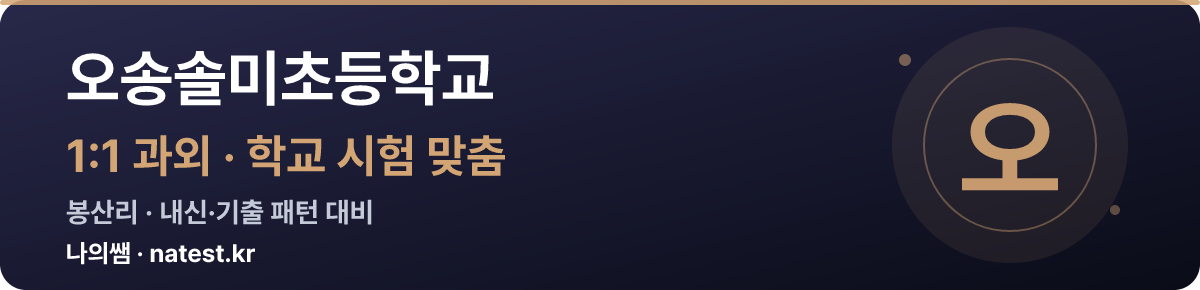 오송솔미초등학교 1:1 과외 — 학교 시험·내신 맞춤