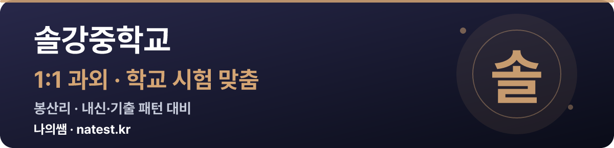 솔강중학교 1:1 과외 — 학교 시험·내신 맞춤