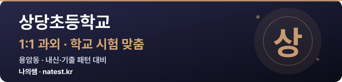 상당초등학교 1:1 과외 — 학교 시험·내신 맞춤