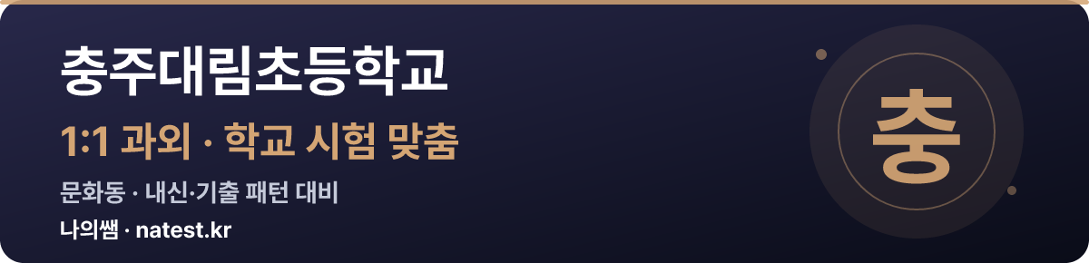 충주대림초등학교 1:1 과외 — 학교 시험·내신 맞춤