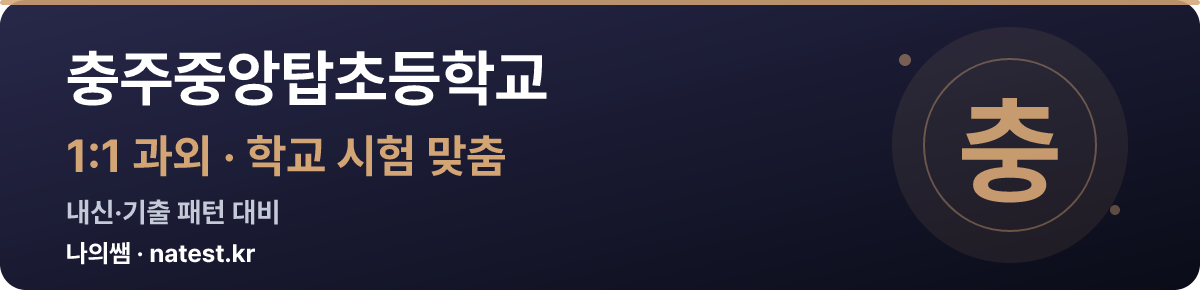 충주중앙탑초등학교 1:1 과외 — 학교 시험·내신 맞춤