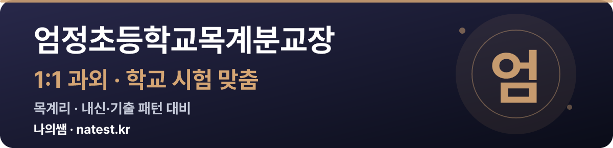 엄정초등학교목계분교장 1:1 과외 — 학교 시험·내신 맞춤
