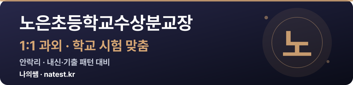 노은초등학교수상분교장 1:1 과외 — 학교 시험·내신 맞춤