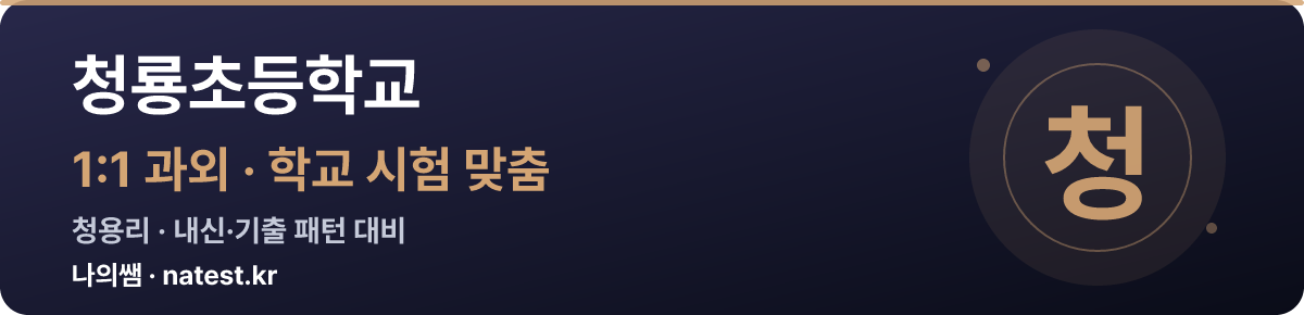 청룡초등학교 1:1 과외 — 학교 시험·내신 맞춤