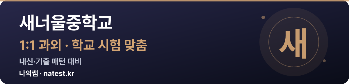 새너울중학교 1:1 과외 — 학교 시험·내신 맞춤
