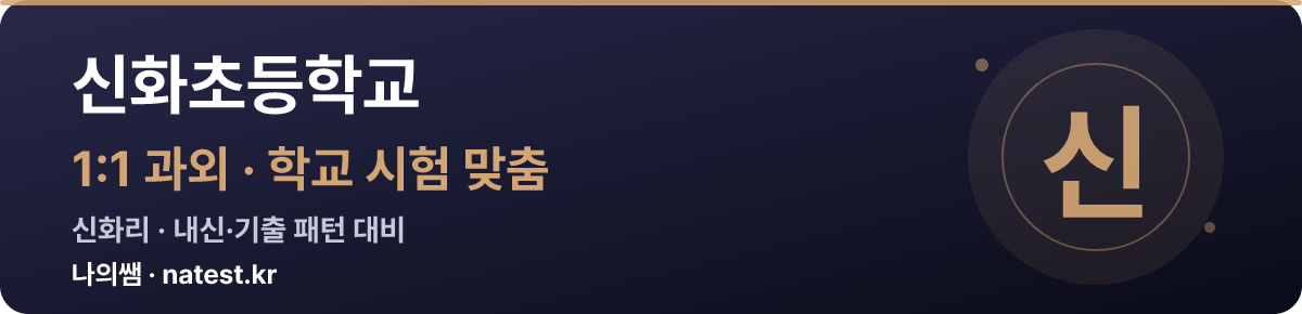 신화초등학교 1:1 과외 — 학교 시험·내신 맞춤
