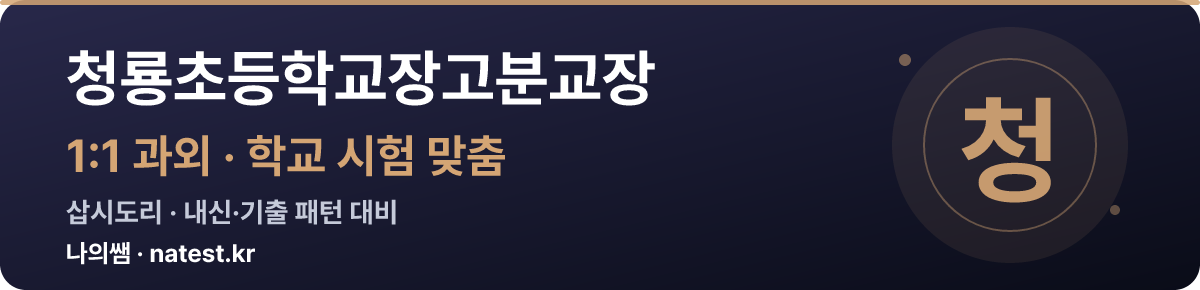 청룡초등학교장고분교장 1:1 과외 — 학교 시험·내신 맞춤