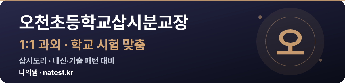 오천초등학교삽시분교장 1:1 과외 — 학교 시험·내신 맞춤