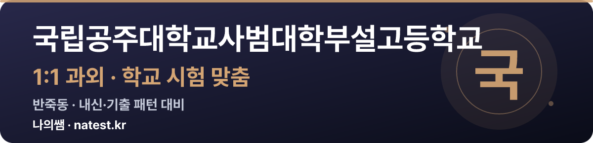 국립공주대학교사범대학부설고등학교 1:1 과외 — 학교 시험·내신 맞춤