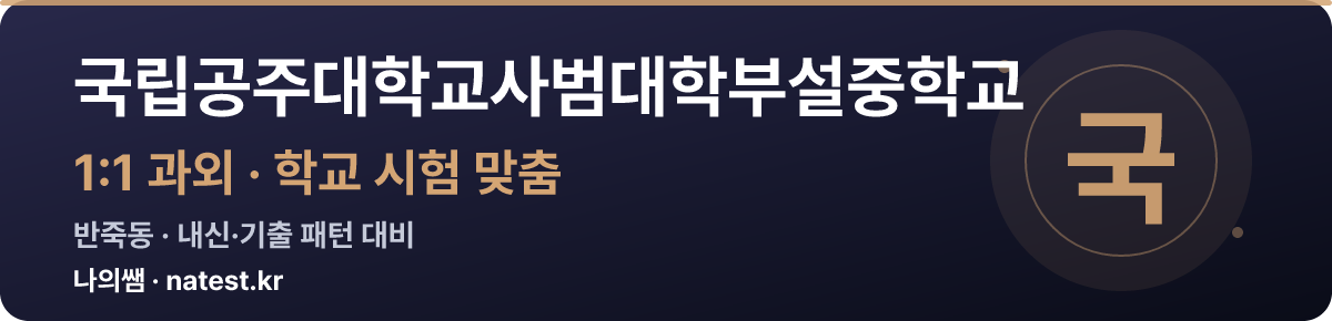 국립공주대학교사범대학부설중학교 1:1 과외 — 학교 시험·내신 맞춤