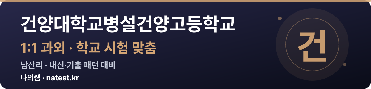 건양대학교병설건양고등학교 1:1 과외 — 학교 시험·내신 맞춤