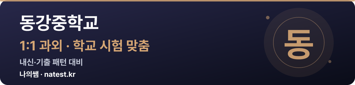 동강중학교 1:1 과외 — 학교 시험·내신 맞춤