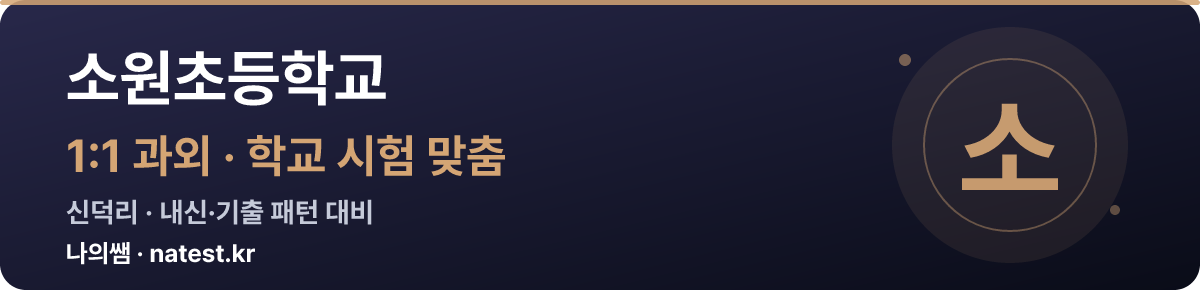 소원초등학교 1:1 과외 — 학교 시험·내신 맞춤