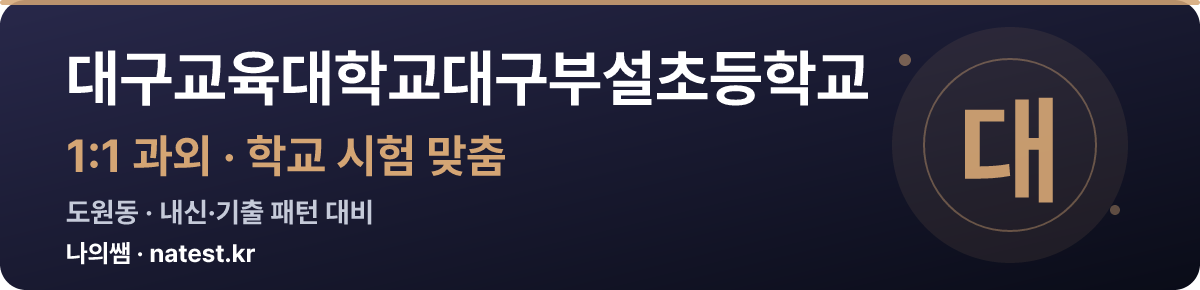 대구교육대학교대구부설초등학교 1:1 과외 — 학교 시험·내신 맞춤