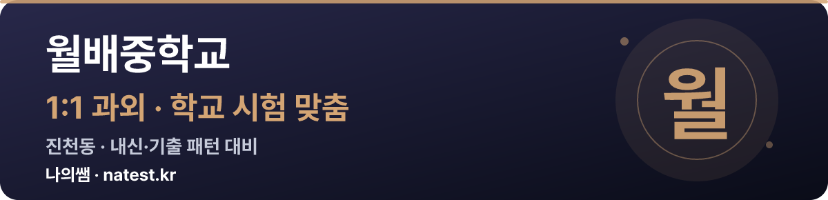 월배중학교 1:1 과외 — 학교 시험·내신 맞춤