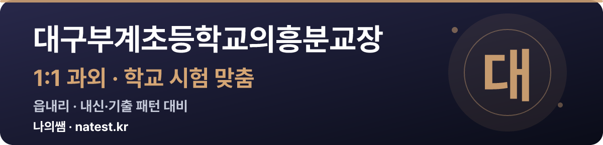 대구부계초등학교의흥분교장 1:1 과외 — 학교 시험·내신 맞춤