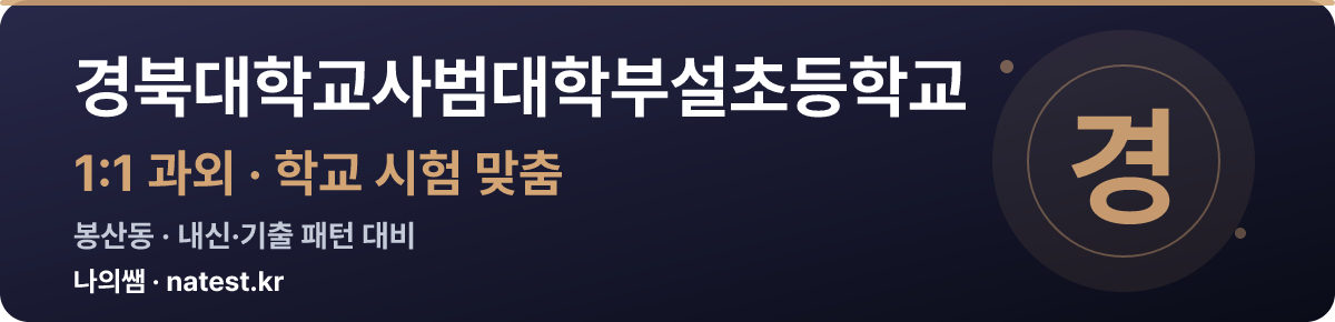 경북대학교사범대학부설초등학교 1:1 과외 — 학교 시험·내신 맞춤