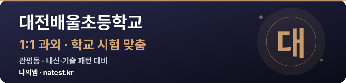 대전배울초등학교 1:1 과외 — 학교 시험·내신 맞춤