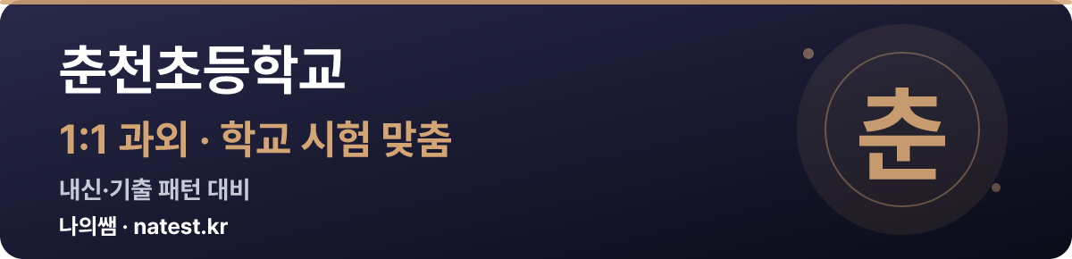 춘천초등학교 1:1 과외 — 학교 시험·내신 맞춤