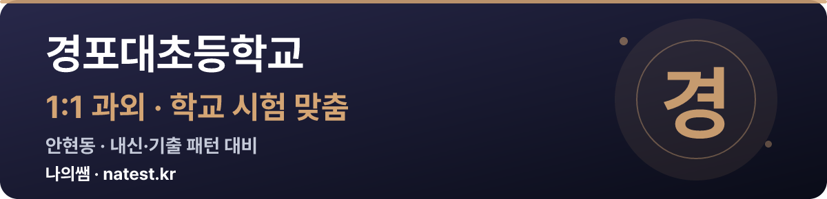 경포대초등학교 1:1 과외 — 학교 시험·내신 맞춤
