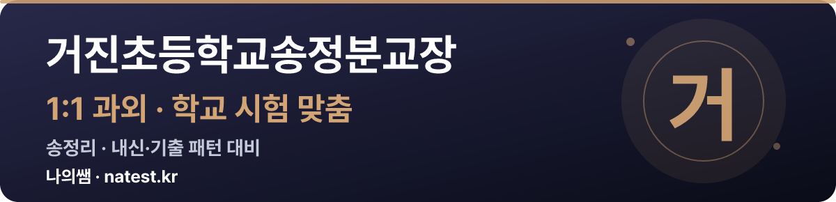 거진초등학교송정분교장 1:1 과외 — 학교 시험·내신 맞춤