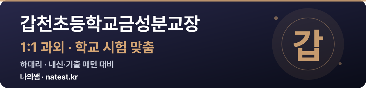 갑천초등학교금성분교장 1:1 과외 — 학교 시험·내신 맞춤