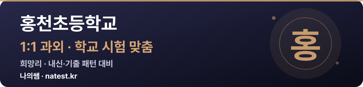 홍천초등학교 1:1 과외 — 학교 시험·내신 맞춤