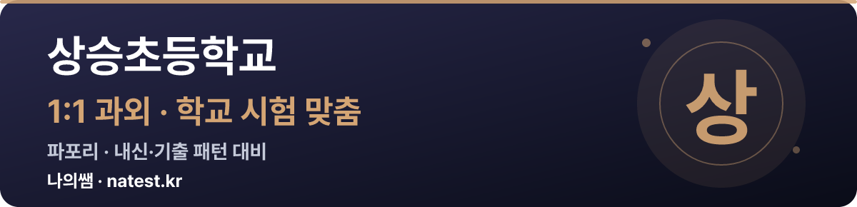상승초등학교 1:1 과외 — 학교 시험·내신 맞춤