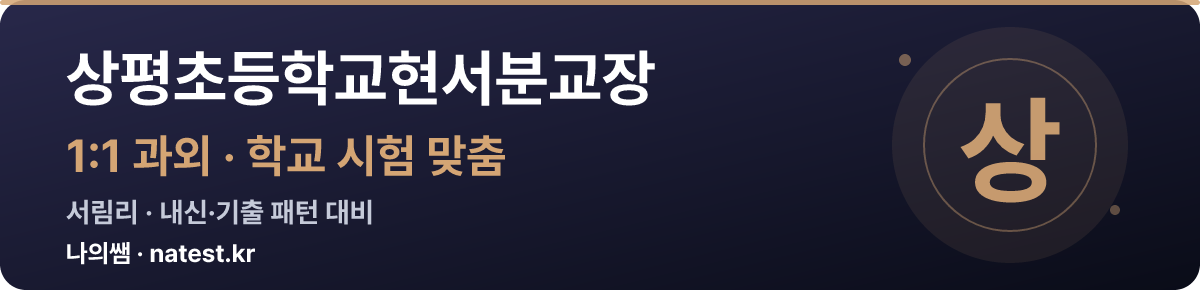 상평초등학교현서분교장 1:1 과외 — 학교 시험·내신 맞춤