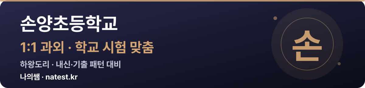 손양초등학교 1:1 과외 — 학교 시험·내신 맞춤