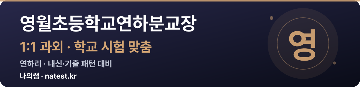 영월초등학교연하분교장 1:1 과외 — 학교 시험·내신 맞춤