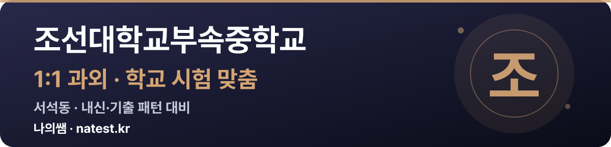 조선대학교부속중학교 1:1 과외 — 학교 시험·내신 맞춤