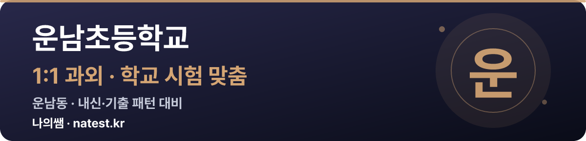 운남초등학교 1:1 과외 — 학교 시험·내신 맞춤