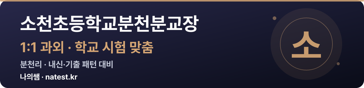 소천초등학교분천분교장 1:1 과외 — 학교 시험·내신 맞춤