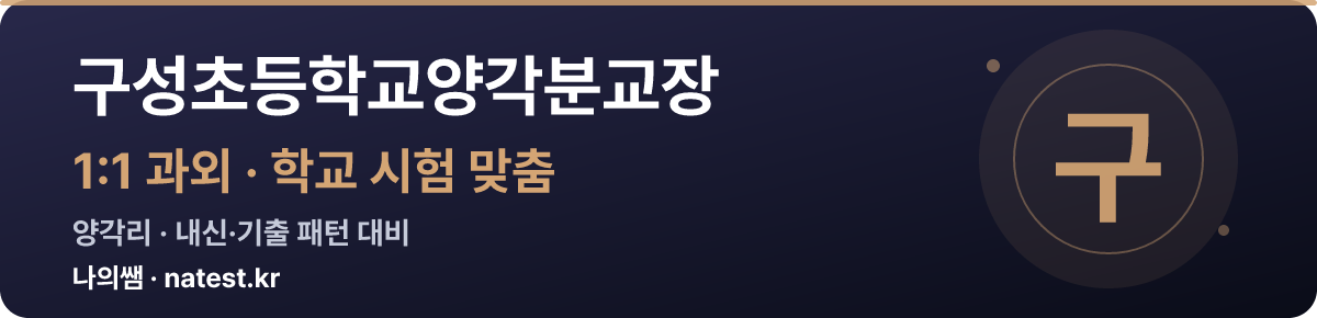 구성초등학교양각분교장 1:1 과외 — 학교 시험·내신 맞춤