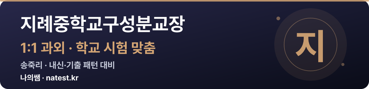 지례중학교구성분교장 1:1 과외 — 학교 시험·내신 맞춤