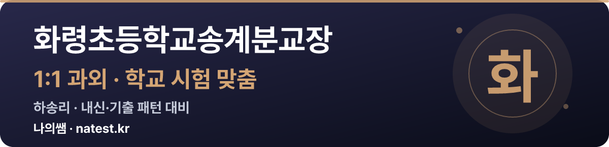 화령초등학교송계분교장 1:1 과외 — 학교 시험·내신 맞춤
