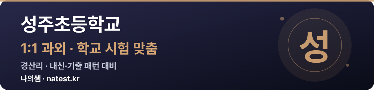 성주초등학교 1:1 과외 — 학교 시험·내신 맞춤